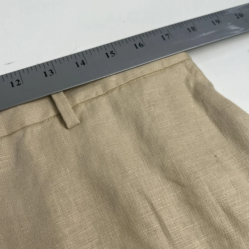 Lauren Ralph Lauren Pants Womens 14 W Beige Linen Pleated Lined Dress Pants